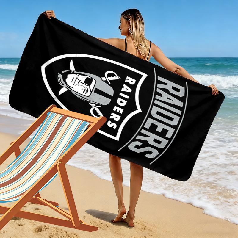 Oakland Raiders Print Beach Towel, Large Soft Quick Dry Towel for Beach Camping Swimming