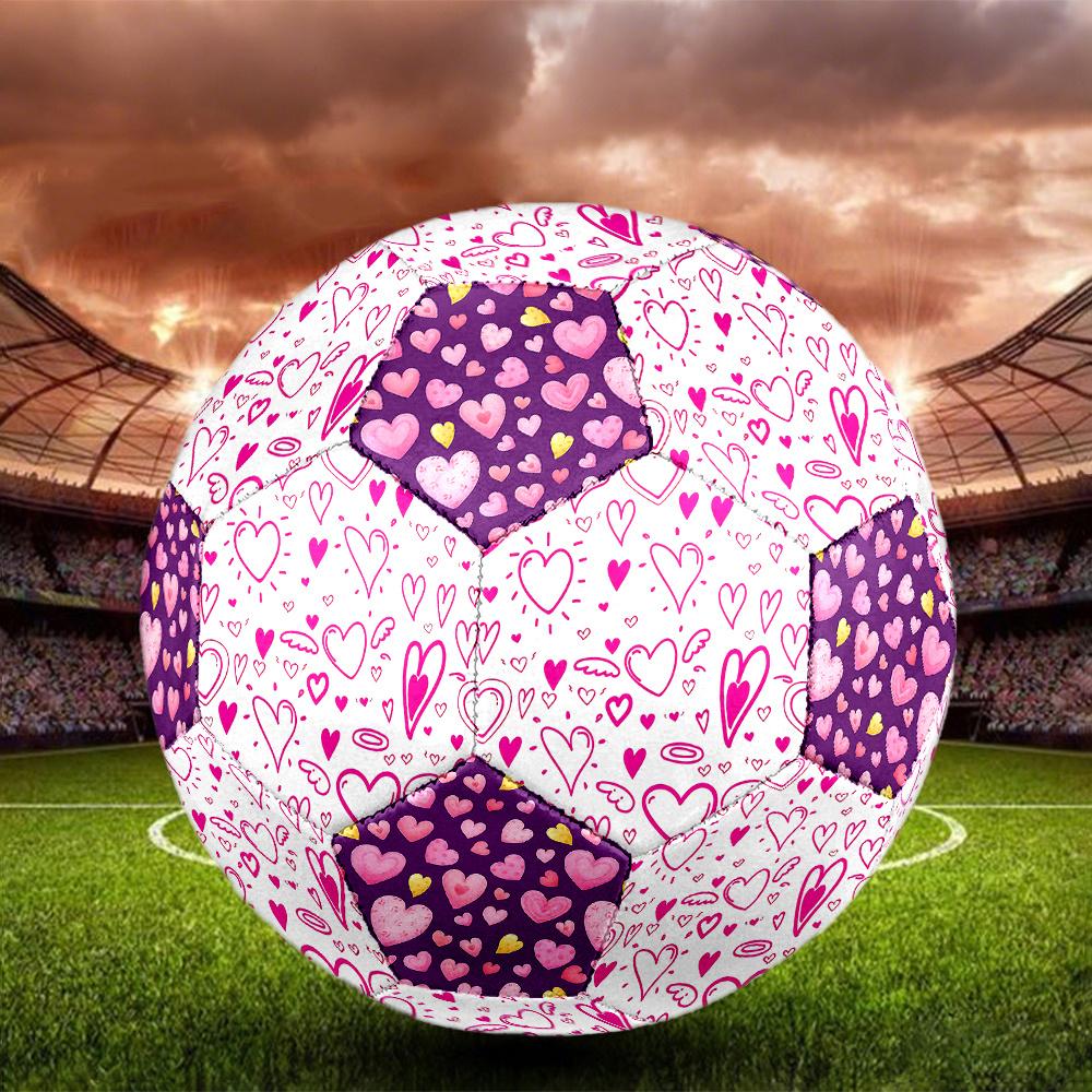 1PC Pink Hearts Colorful Heart Soccer Ball Size 5 Football Machine Sewn Indoor/Outdoor Universal Football A63