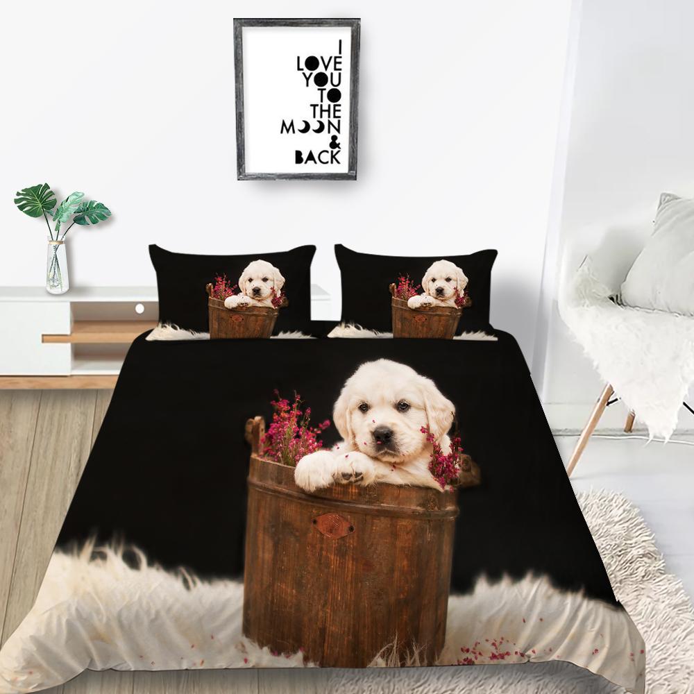 Новая мода 3D одеяла с принтом собак Loverly Комплект постельного белья Чехол Высококачественный чехол для постельного белья Роскошный домашний текстиль Полиэстер
