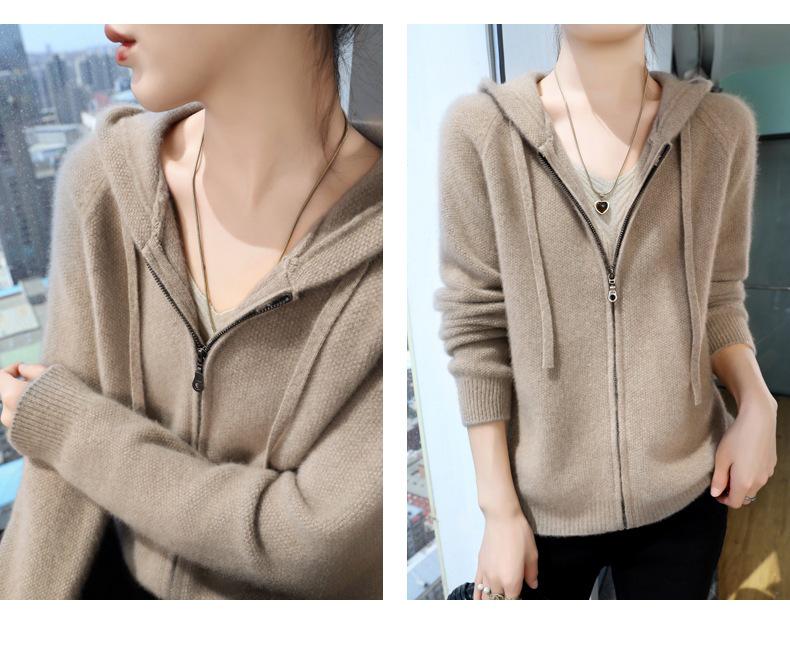 2025 Women's Thick Wool Hooded Cardigan - Autumn/Winter Knit Sweater Coat, Loose & Cozy