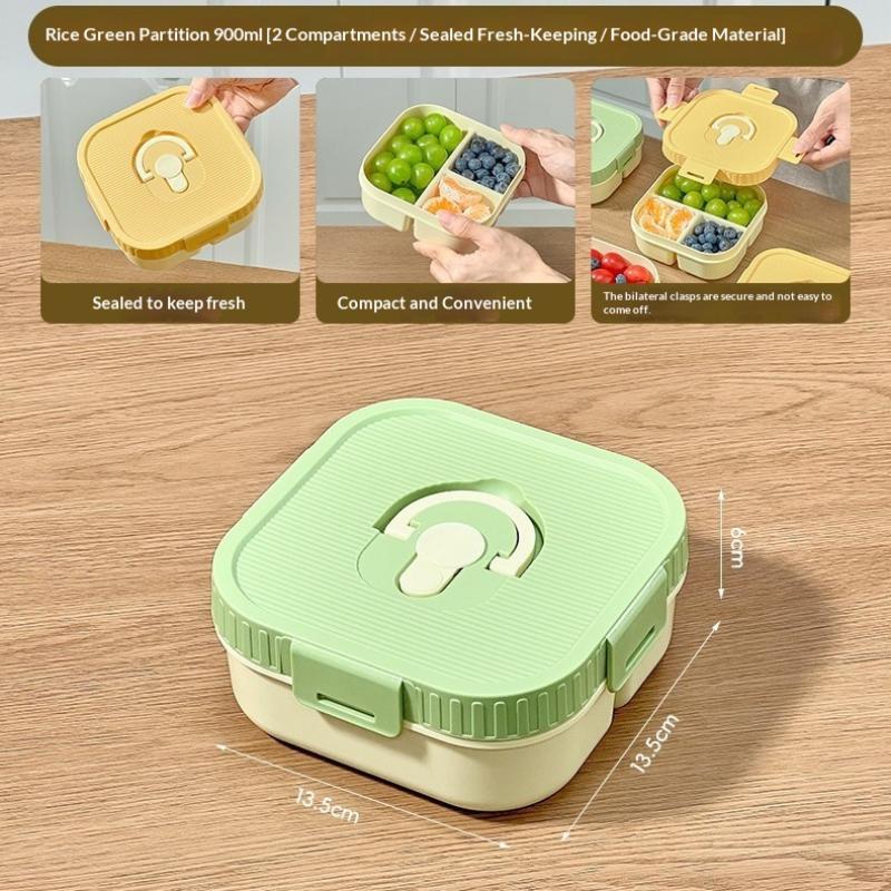 Portable Plastic Lunch Box With Compartment Microwave Safe Fruit Salad Lunch Container Kid Student Leak-Proof Bento Box