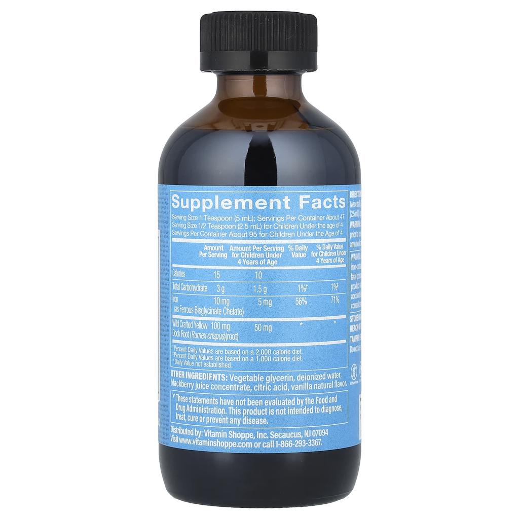 The Vitamin Shoppe, Liquid Iron, Blackberry Vanilla, 8 fl oz (236.5 ml)
