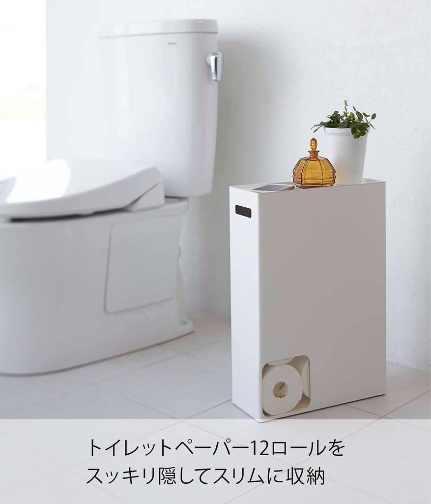Yamazaki Jitsugyo Toilet Paper Stocker White W33 xx H48cm Plate 12 Rolls Storage Toilet Slim 2294 (Ямадзаки) приблизительно. Д12.5