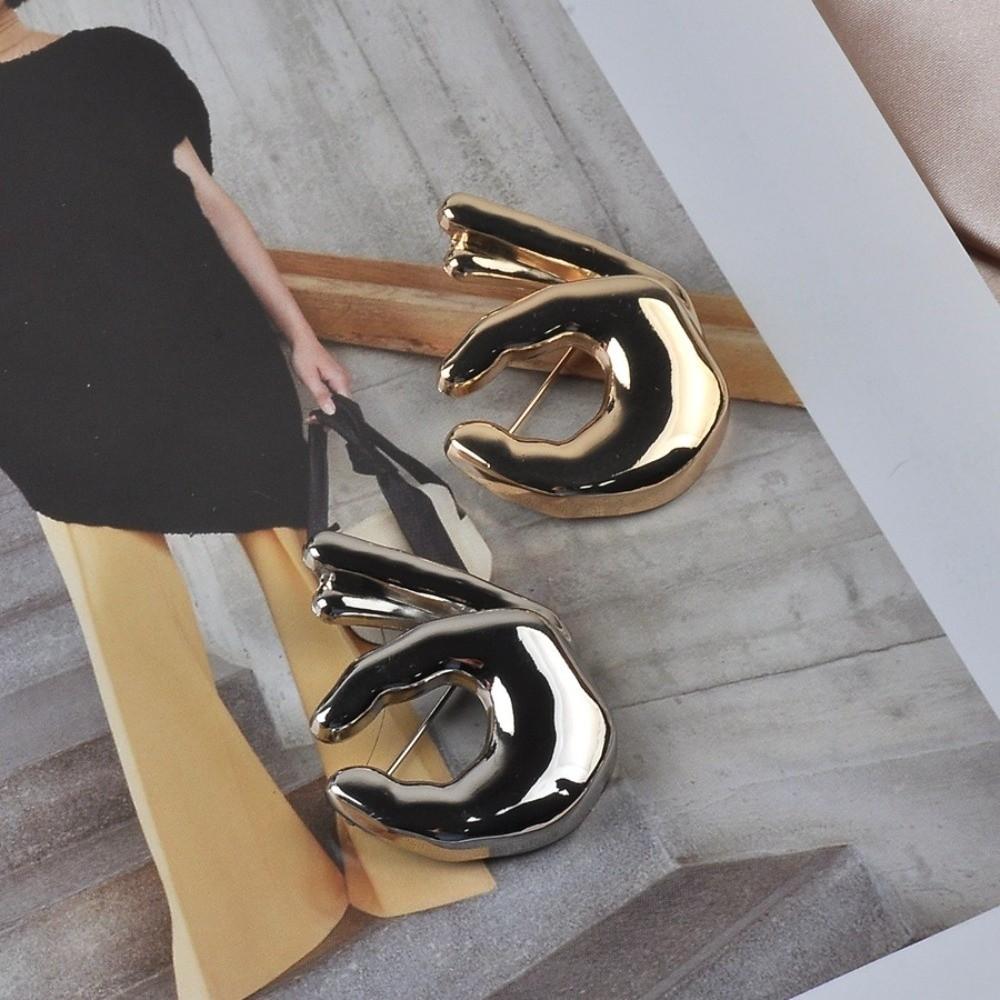 Hand Gesture OK Gesture Brooches Large Suit Lapel Pin Personalized Clothes Badge Women Men