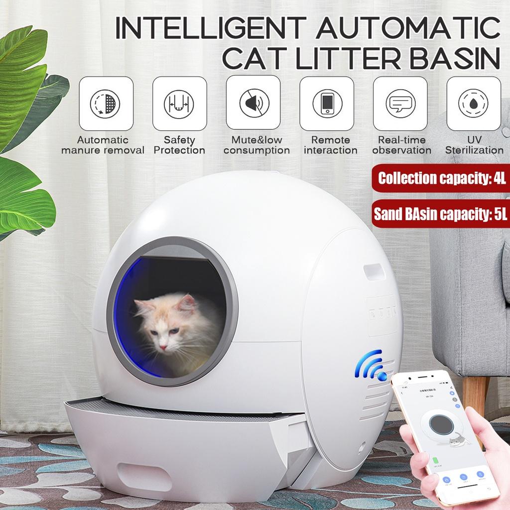 Electric Cat Litter Box Lid Cats Toilet Splash-proof Automatic Closed Smart Wifi Pet Litter Tray Self Cleaning With Litter Scoop