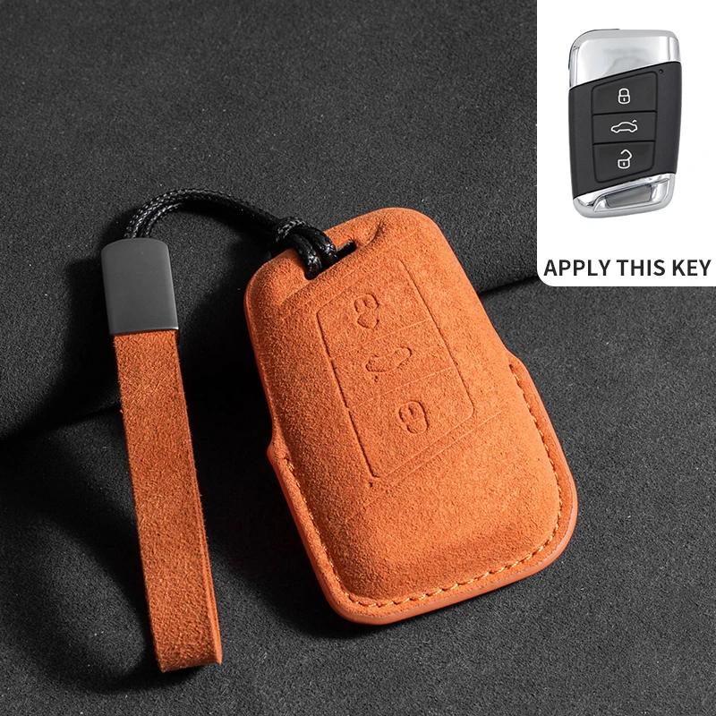 Замшевый чехол-накладка для ключа автомобиля, брелок для VW Volkswagen Golf 7 MK7 Tiguan MK2 для Ateca Leon FR Ibiza Skoda Octavia Kodiaq
