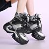 Fashion Fashion Chunky Platform Motorcycle Boots Women Denim Patchwork Lace Up Ankle Boots Woman Thick Bottom Non-Slip Punk Gothic Shoes