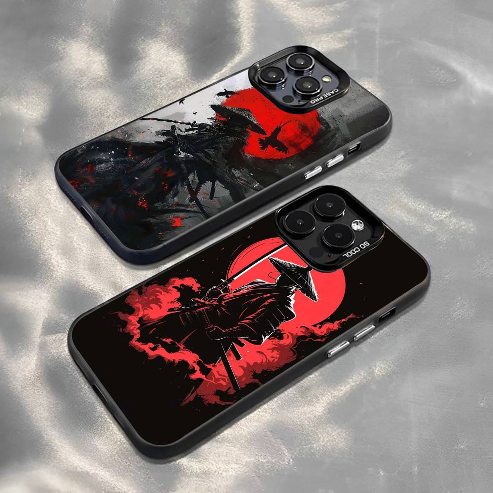 J-Japanese Bushido S-Samurai Phone Case For iPhone 17,16,15,14,13,12,11 Plus,Pro Max,XS,Colored Silver Plated Inside Cover