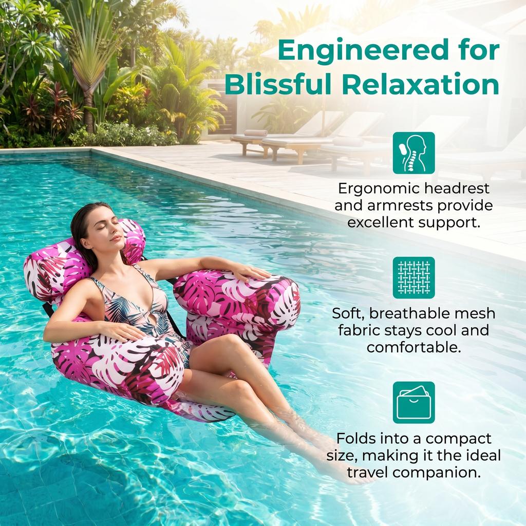 Inflatable Water Hammock Pool Float Luxury Lounge Chair Swimming Floating Bed Mesh Mattress For Summer Beach
