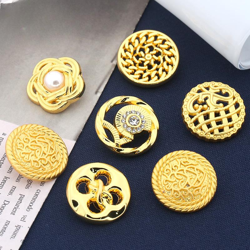 Buttons Gold Versatile Women'S Clothes Decorative Metal Button Accessories Round Suit Coat Sweater Buttons Daquan Men
