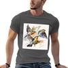 bird group flying watercolor TShirt Festival Casual Short Sleeve