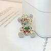 Японский металлический полый медведь милый клубничный значок свитер костюм аксессуары брошь кристалл