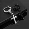 Punk Black Stainless Titanium Steel Earrings For Men Women Gothic Cross Ear Jewelry Statement