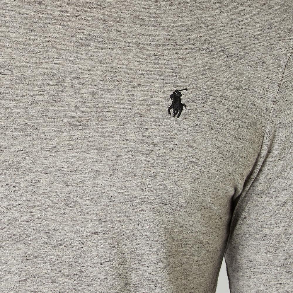 Polo Ralph Lauren Ss24 однотонная футболка с круглым вырезом и вышитым логотипом, длинные рукава, мужские топы, серые 710587355-017
