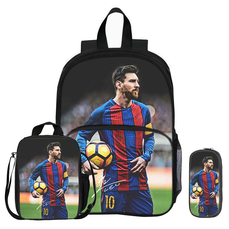 Набор из 3 предметов M-Messi с рюкзаком с передним карманом, спортивный футбольный набор с термосумкой-ланчбокс, пенал футбольной звезды