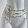 Women Waist Chain Multi Layer Faux Pearls Tassel Design Belt Chain Jeans Skirts Dresses Versatile Accessory