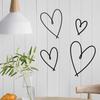 4 Pieces Metal Heart Wall Art Decor Love Heart Wall Sign Ornaments for Bedroom Living Room Decoration(Black)