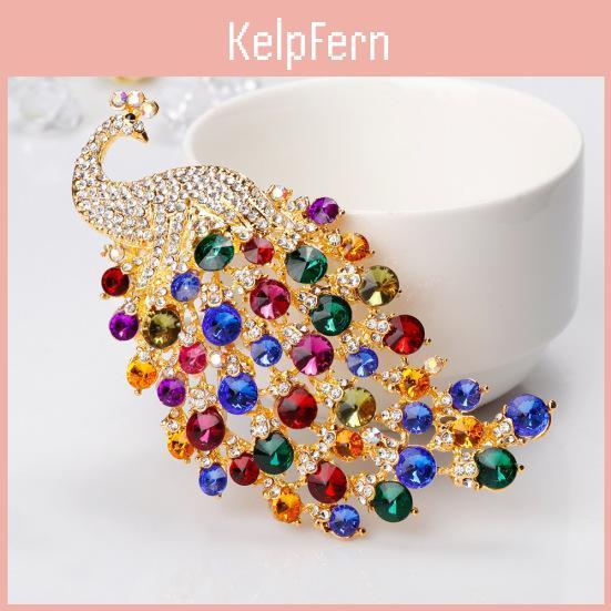 Crystal Peacock Rhinestone Colorful Brooch