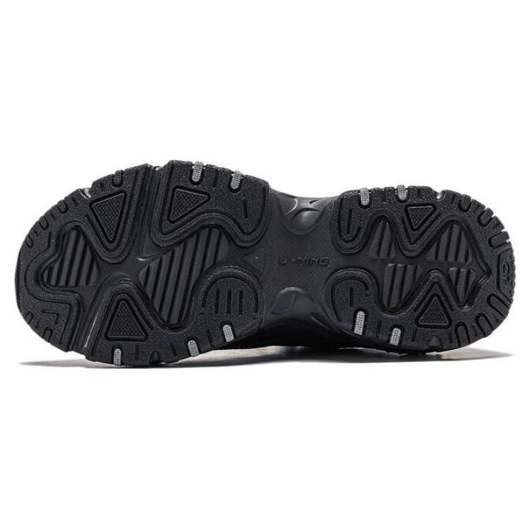 Li-Ning Soft Rebound Shock Absorbing Retro Thick Sole Increased Height Low Top Casual Shoes Women Sneakers Black AGCT424-3