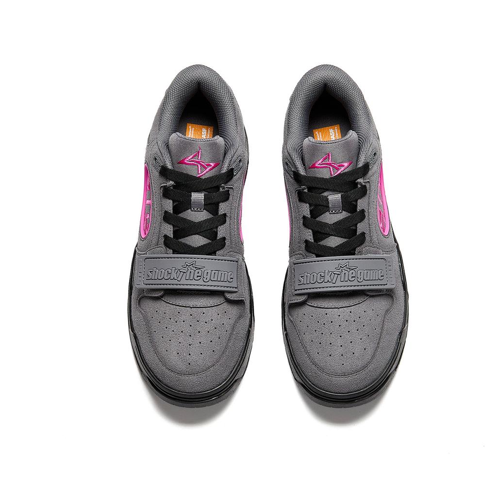 Anta Cushioning Height Increasing Abrasion Resistant Slip Resistant Low top Skateboard Shoes Men's Gray Pink 912611801S-3