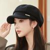 Elegant Autumn Winter Temperament Thick Woolen Octagonal Hat for Women Korean Luxury Light Luxury Simple Beret