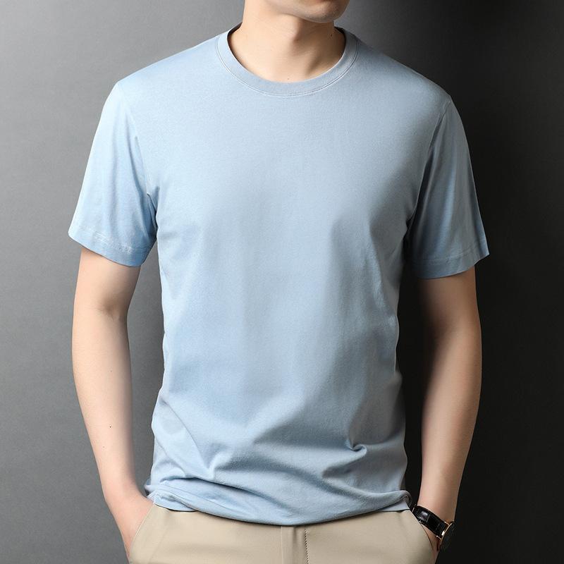 Summer New Solid Color Short-sleeved T-shirt for Young Men, Fashionable Cotton Thin Breathable Round-neck T-shirt