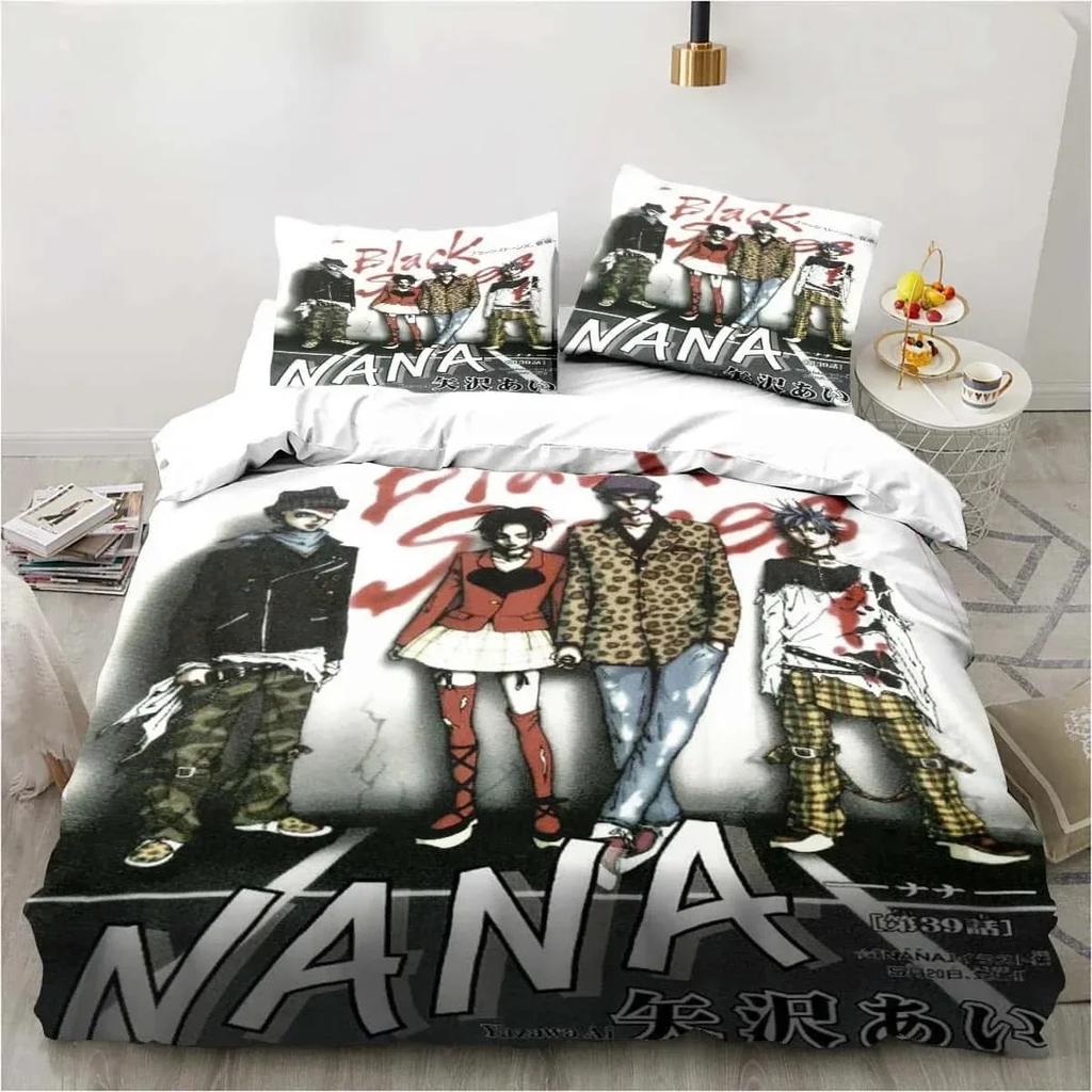 3D-печатный комплект постельного белья N-NANA M-Manga Anime с наволочками и пододеяльником для односпальной, полуторной, двуспальной кровати. Декор спальни для девочек в стиле манга.