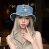 Уличная шляпа-ведро из денима с эффектом потертости от медведя, женская весенне-летняя шляпа с большими полями, солнцезащитная шляпа с большой окружностью головы и маленьким лицом