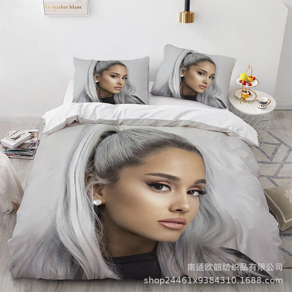 Luxury 3D Ariana Grande Wallpaper Anime Digital Printing Set Quilt Cover Comforter Bed Youth Kids Girl Boys Gift