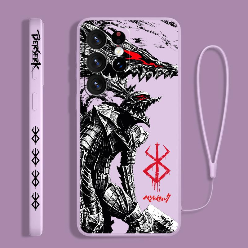 Berserk Comics Cool для Samsung S24 S23 S22 S21 S20 Fe S10 Note 20 10 Ultra Lite Plus Liquid Left Rope Phone Case