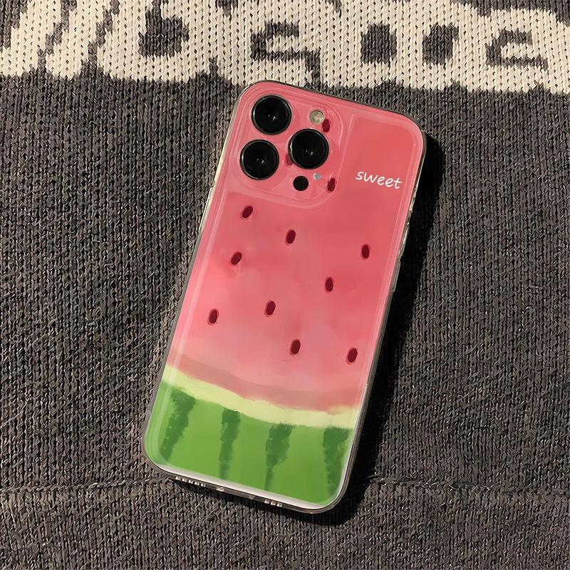 Summer Fun 16 Pro Max Phone Case for iPhone 15 14 13 12 Soft Cartoon Watercolor Watermelon Fresh for Apple Bright Girl Phone