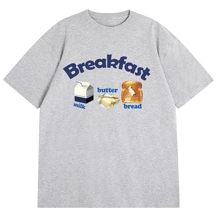 Men Women Breakfast Aesthetic Graphic Print TShirt Gothic Harajuku Streetwear Summer Casual Loose Short Sleeve Tee Free Shipping