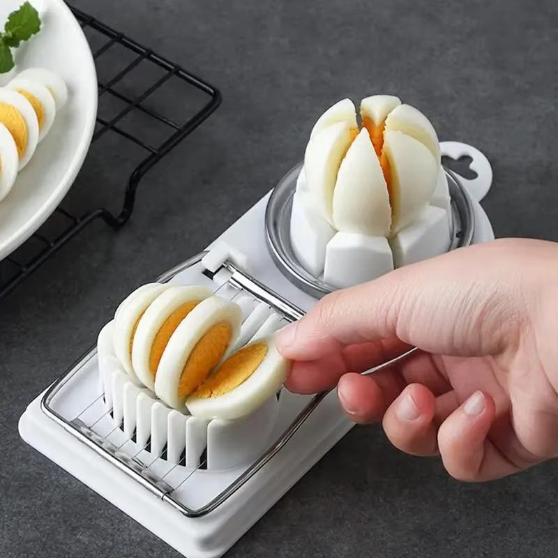 1pc 2 In 1 Egg Slicer Multipurpose Egg Slicer For Hard Boiled Eggs Sturdy ABS Body With Stainless Steel Wires Eggs Cutter