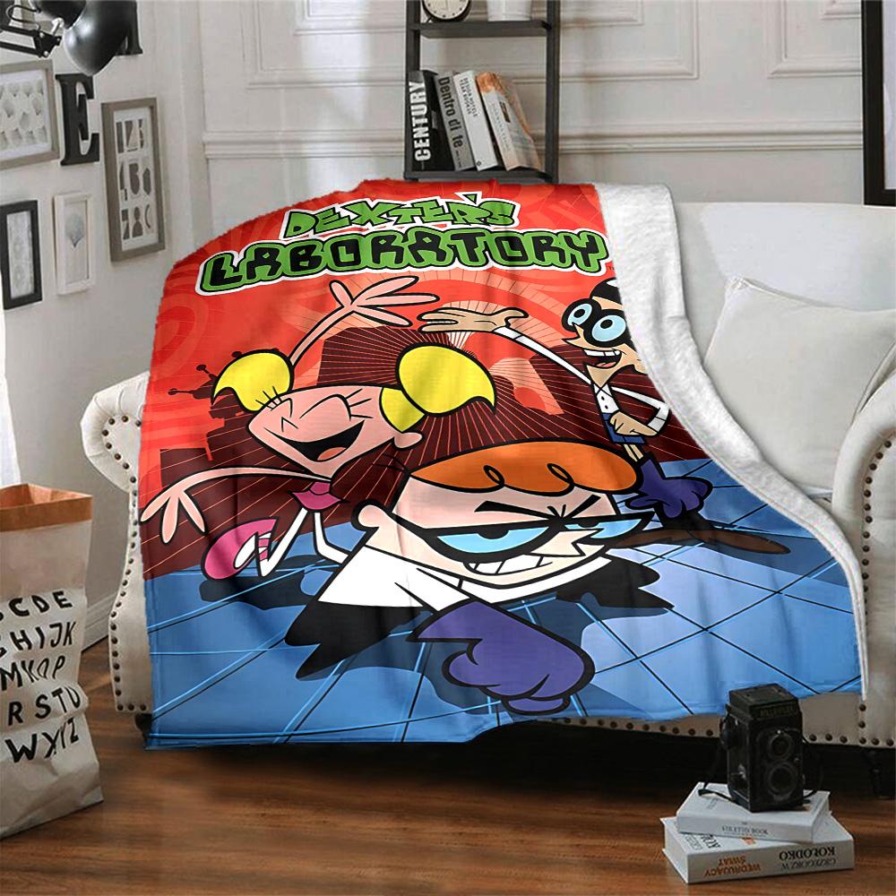 Dexter'S Lab Adventure Flannel Blanket Super Soft Warm Cozy Blanket For Sofa Bed Office Travel Allseason Home Decor Gift
