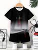 Kids Clothes Paris Letter Theme Gradient Printed Set for Boys 2-10Y Summer Outdoor Children's Casual Fashion Streetwear Outfit
