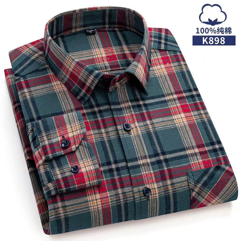 Свободная мужская клетчатая рубашка S~6XL, с длинным рукавом, на осень-весну, мягкая, стандартного кроя, 100% хлопок, байковая, повседневная одежда для мужчин