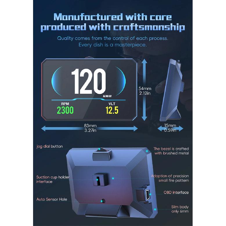 P16 ЖК-дисплей OBD2 Head Up Display Турбонаддув Давление масла Температура масла Расход топлива Датчик скорости автомобиля