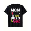 Женская повседневная футболка с коротким рукавом и принтом "Мама двух мальчиков и одной девочки", эластичная