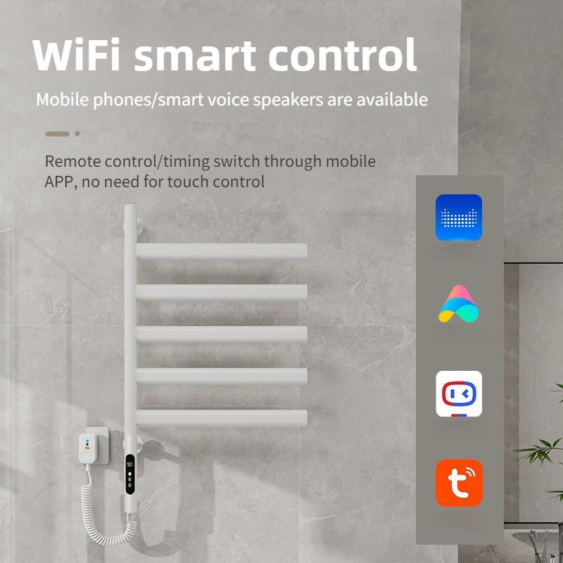 Электрическая вешалка для полотенец для ванной комнаты WiFi Интеллектуальная Постоянная Температура Сушка Полотенцесушитель Нержавеющая Сталь Поворотная Стойка для Хранения Полотенец