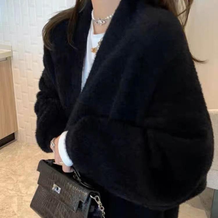 Женский кардиган из искусственной норки длиной выше колена, свободный повседневный утолщенный вязаный кардиган, куртка-свитер на осень и зиму