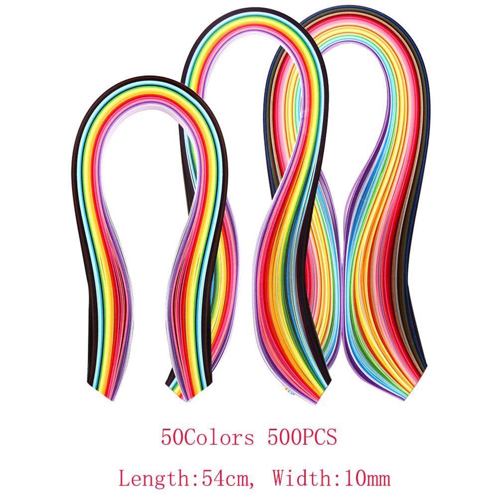 500pcs 50 Colors Home DIY Paper Quilling Paper Decor Pressure Relief Gift Craft Tools