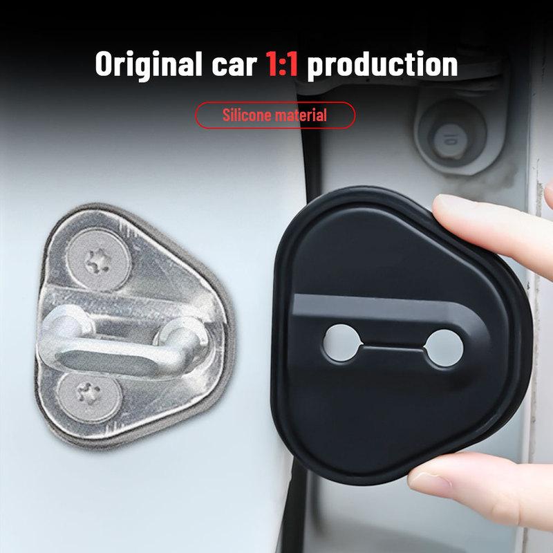 For ZEEKR 001 EV -2025 Silicone Car Door Lock Buckle Protection Cover Elastic Anti-Collision Shock Absorbing Pad