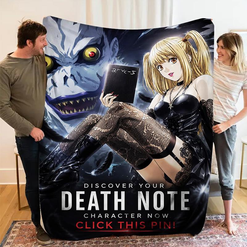 Death Note Anime Flannel Throw Blanket, Soft Blanket for Sofa Bed, Misa Amane Ryuk Print Home Decoration Fan Gift