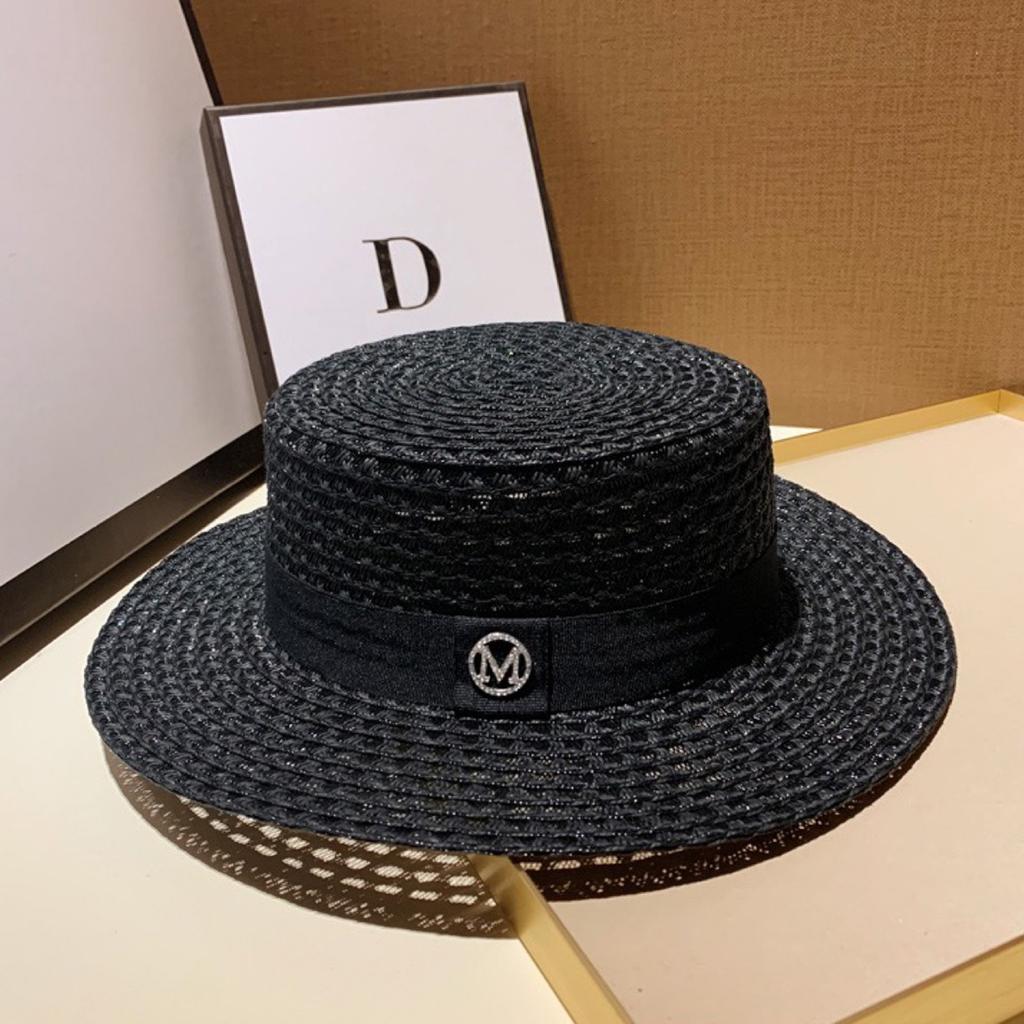 Women Wide Brim Straw Hat with Rhinestone Letter Design Breathable Hats for Vacation Beach Travel Outdoor
