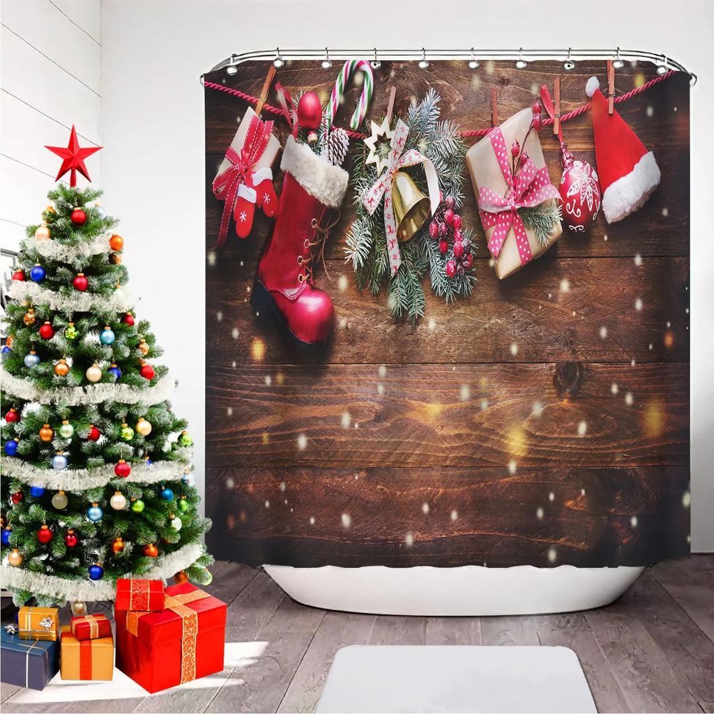 GAEChristmas Печатная Шторка для Ванной Душа Снеговик Санта-Клаус Водонепроницаемая Полиэстеровая Шторка Домашний Декор Окно Рождество
