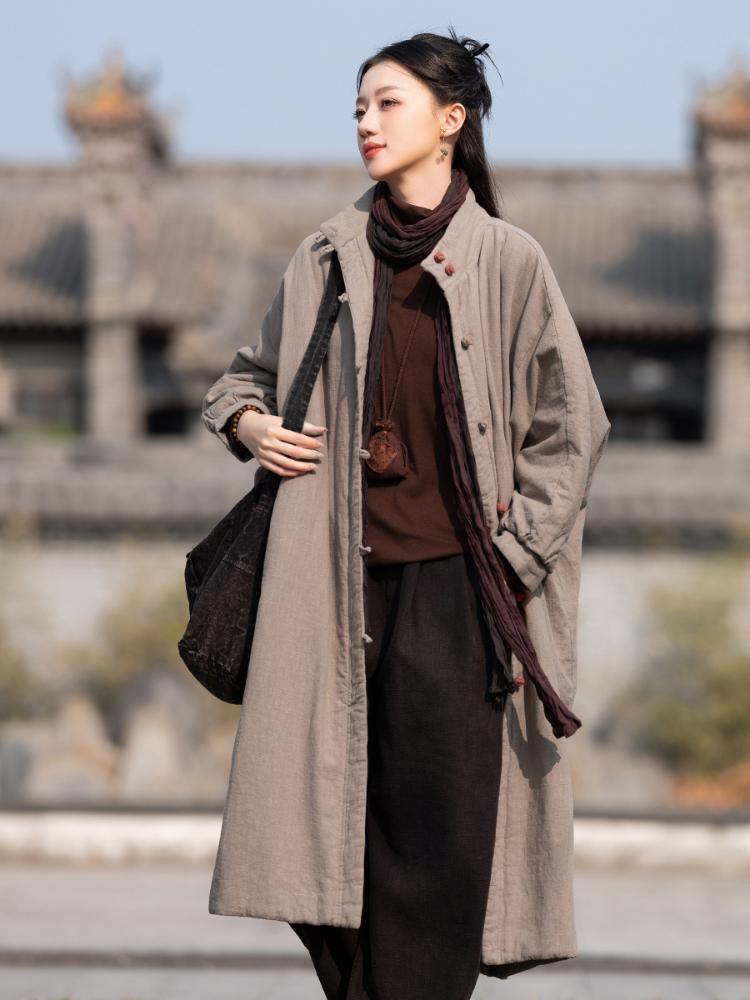 Johnature Женские зимние парки в китайском стиле, однотонные теплые пальто на пуговицах, хлопковые женские винтажные парки