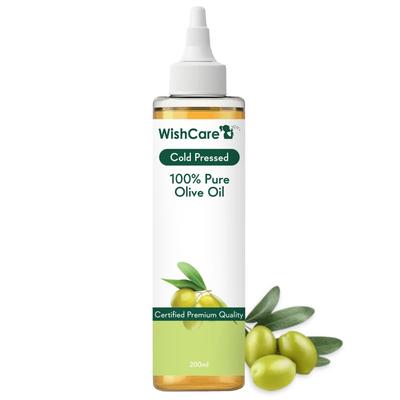 WishCare 100% Чистое Холодного Отжима Оливковое Масло Для Волос, Кожи И Массажа Тела 200 мл Премиум Натуральное Увлажняющее Масло