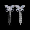 Серьги-бабочки с кисточками из сверкающего циркония и стразами, высококачественные универсальные длинные серьги, женские серьги