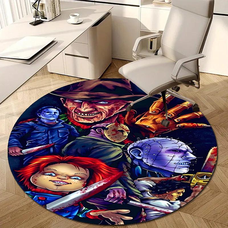 1pc Chucky1 Design Printed Area Round Carpet for Bedroom Living Room Home Decor Rugs Mat Non Slip Mat Rug for Bedside