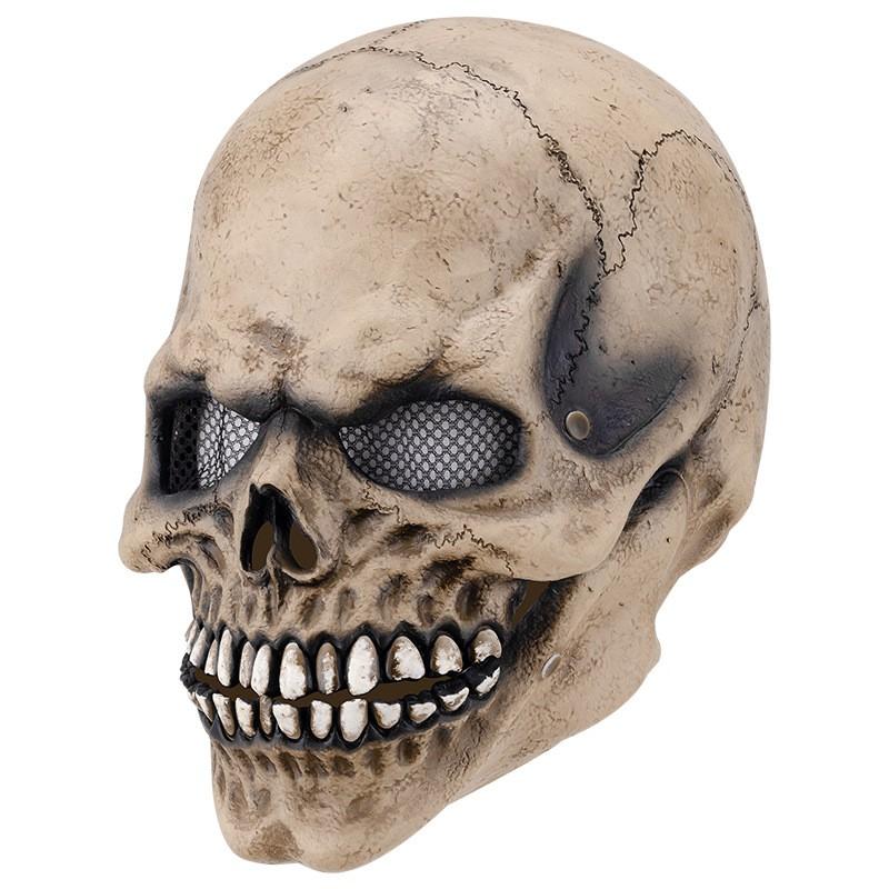 Latex Skull Mask With Movable Jaw Glowing Hair Halloween Party Cosplay Costume Prop